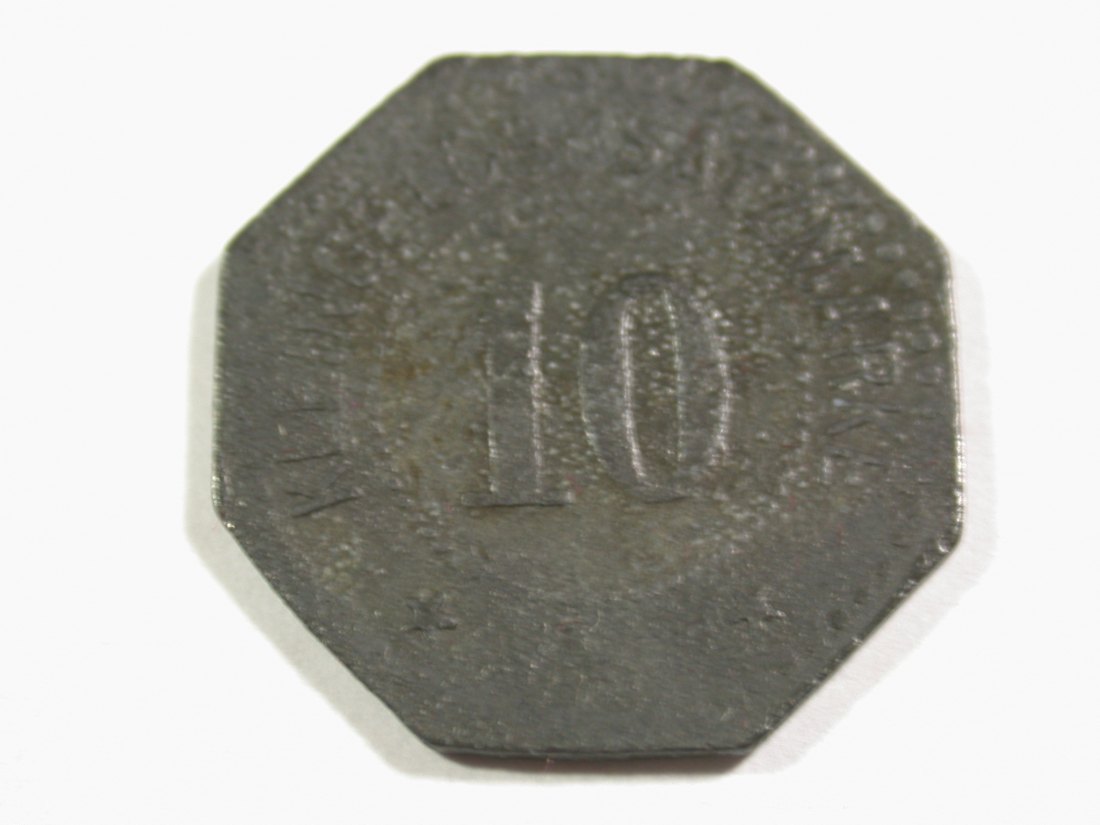  B16  Pirmasens  10 Pfennig 1917 Zink achteckig in ss  Originalbilder   