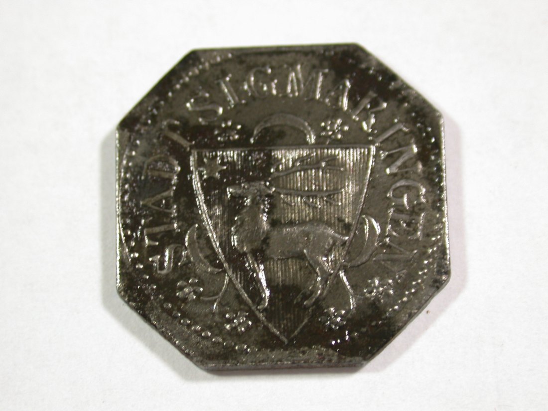 B16  Sigmaringen 10 Pfennig 1918 Eisen achteckig in ss+  Originalbilder   