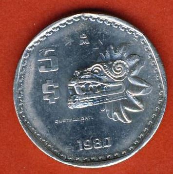  Mexiko 5 Pesos 1980   