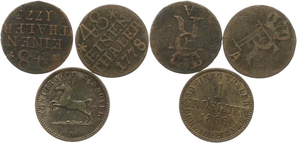 7715 Preußen und Hannover Lot von 3 Silbermünzen   