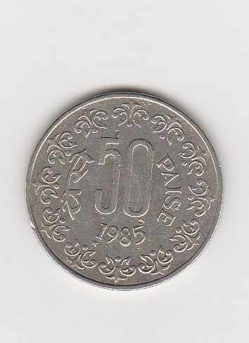  50 Paise Indien 1985 mit stern unter der Jahreszahl  (K103)   