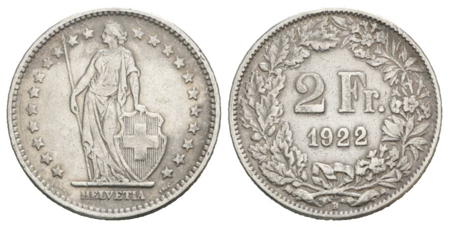  Schweiz, 2 Franken 1922   