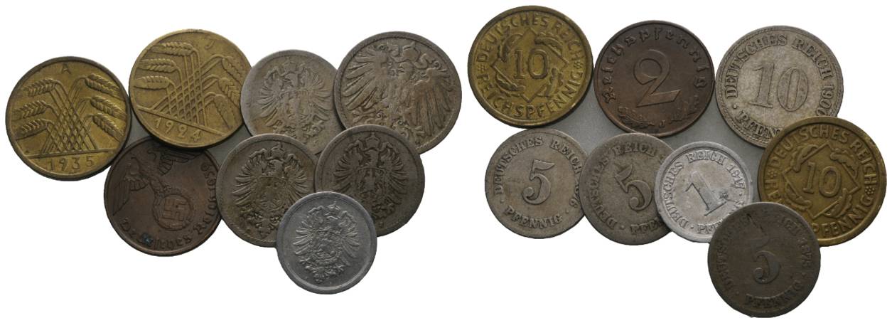  Deutsches Reich, 8 Kleinmünzen   