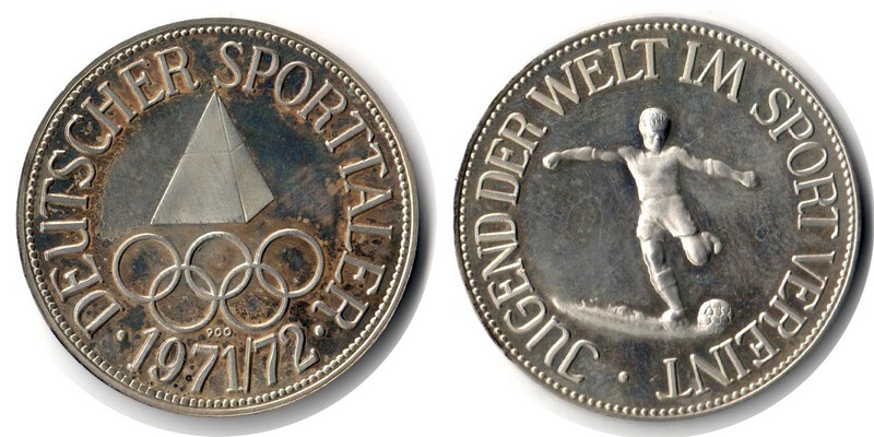  Deutschland Medaille 1972 FM-Frankfurt Feingewicht:  13,5g Silber Deutscher Sporttaler ss/vz   