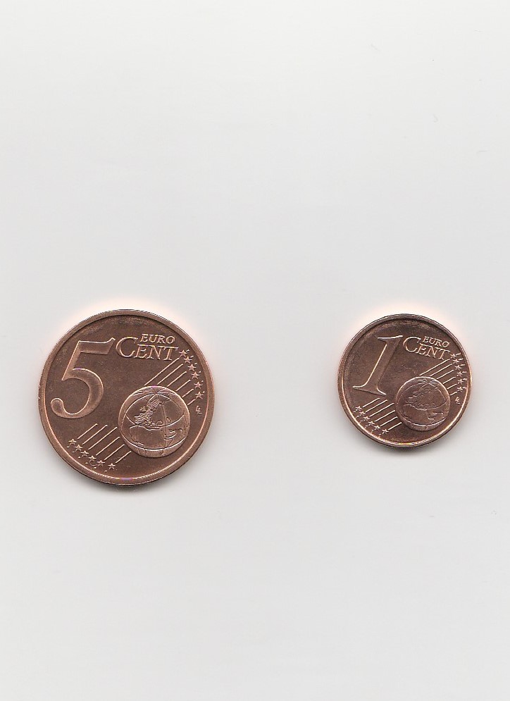  1 und 5 Cent Irland 2003 uncir. 2 Münzen (K225)   