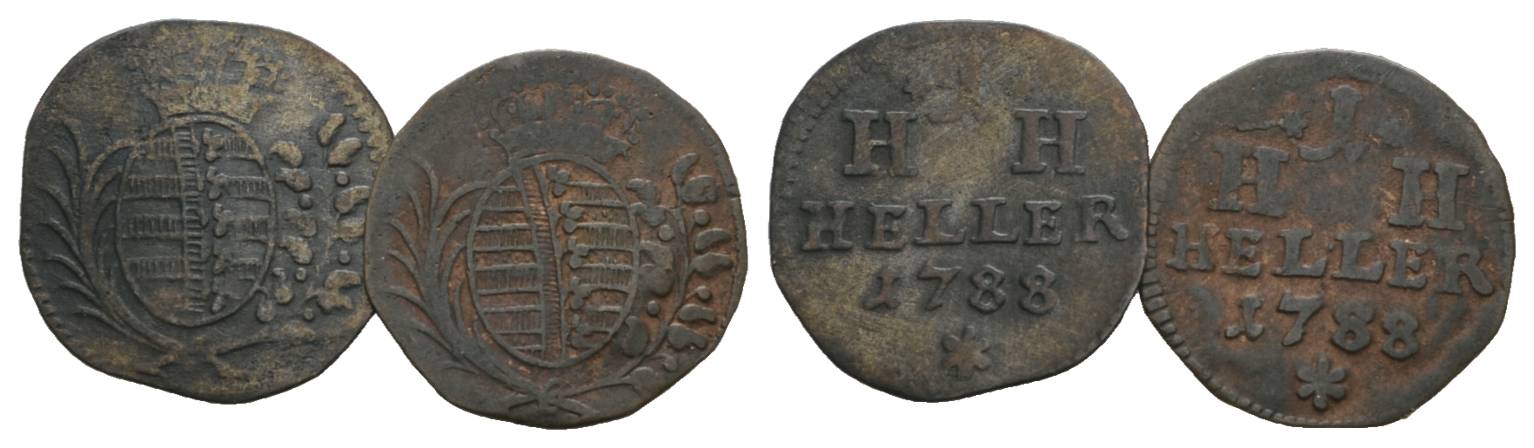  Sachsen, 2 Kleinmünzen 1788   