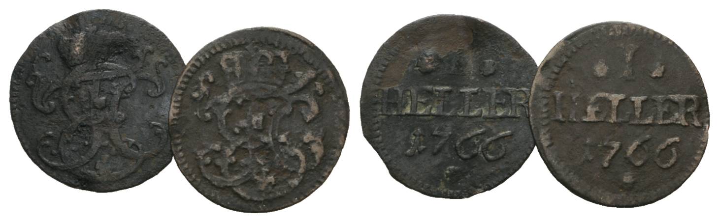  Sachsen, 2 Kleinmünzen 1766   