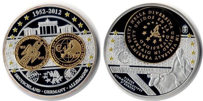  Deutschland, Medaille 'Europäische Gedenkmünzen' 2012   FM-Frankfurt Gewicht: 54g PP   