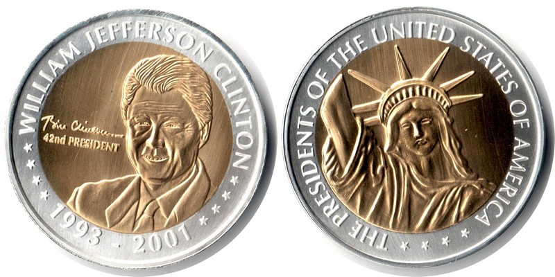  USA  Medaille 'Bill Clinton'  FM-Frankfurt  Gewicht: 28g  stg   