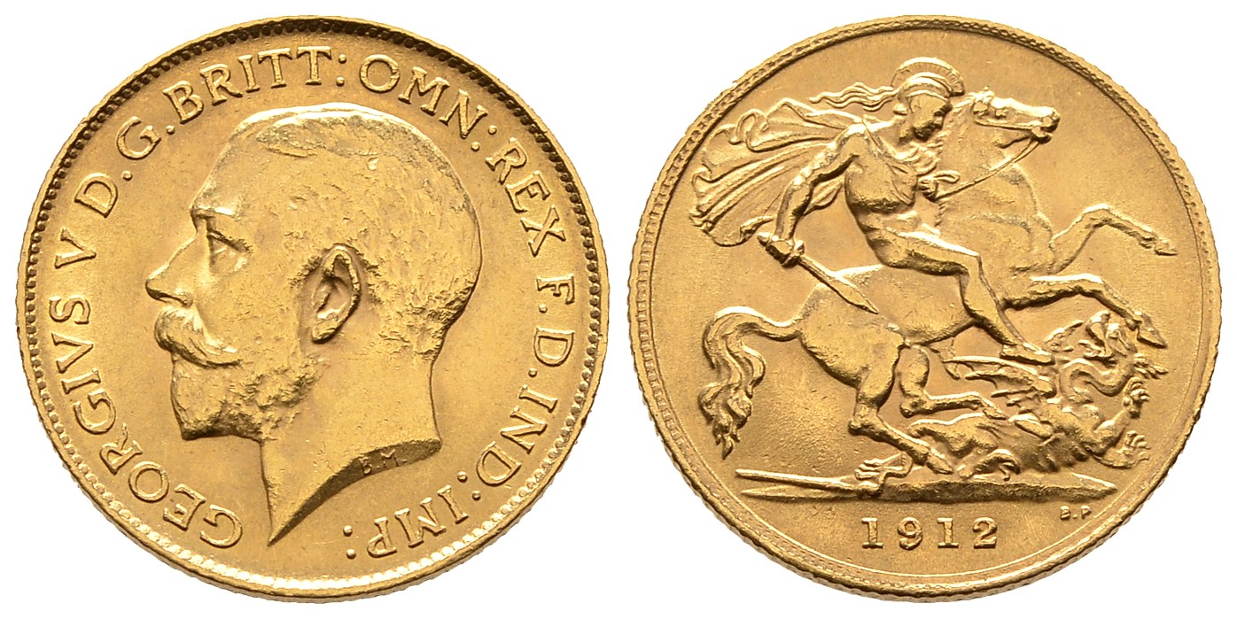 PEUS 7927 Grossbritannien 3,66 g Feingold. George V. (1910 - 1936) 1/2 Sovereign GOLD 1912 Fast Vorzüglich