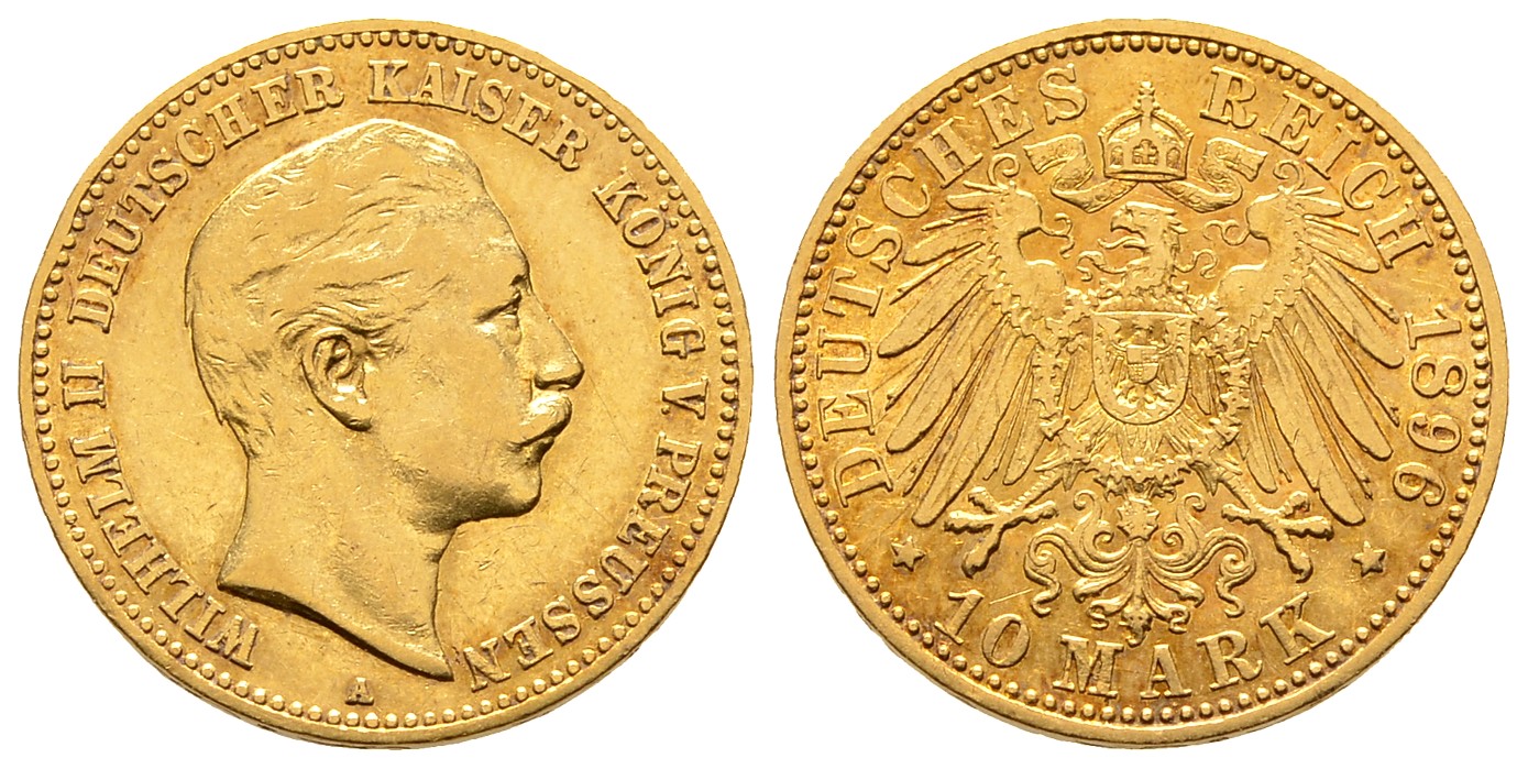 PEUS 7940 Preußen 3,58 g Feingold. Wilhelm II. (1888 - 1918) 10 Mark GOLD 1896 A Sehr schön +
