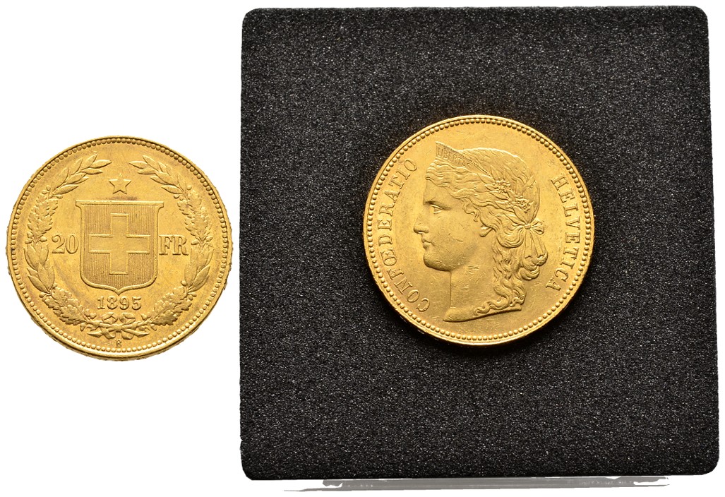 PEUS 7951 Schweiz 5,81 g Feingold. Libertas 20 Franken GOLD 1895 B Fast Vorzüglich (in Kapsel)