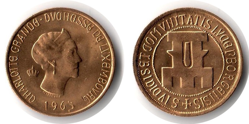 Luxemburg MM-Frankfurt Feingewicht: 5,81g Gold 20 Francs 1963 vorzüglich
