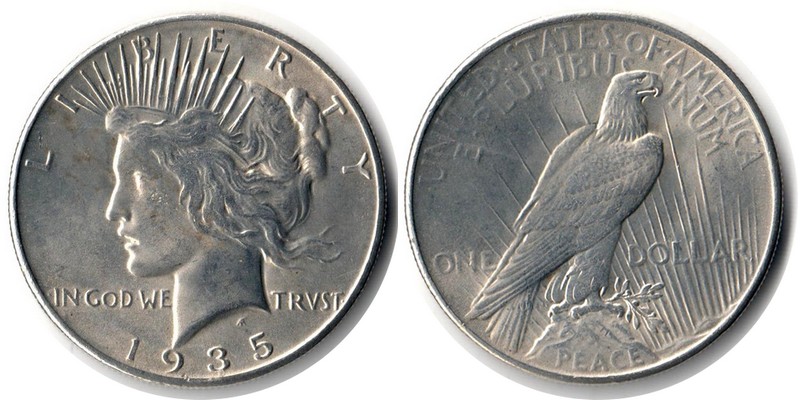  USA  1 Dollar (Peace Dollar) 1935  FM-Frankfurt Feingewicht: 24,06g Silber ss/vz   
