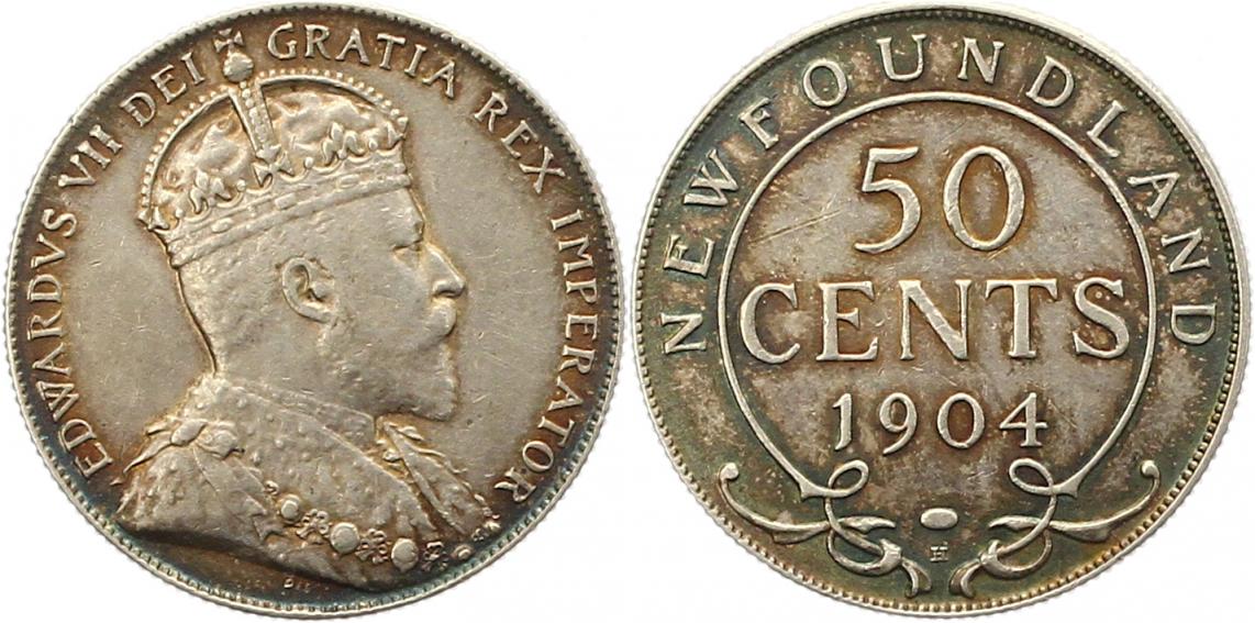  7806 Canada New Foundland 50 Cents 1904 10,89 Gramm Silber fein  sehr schön - vorzüglich   