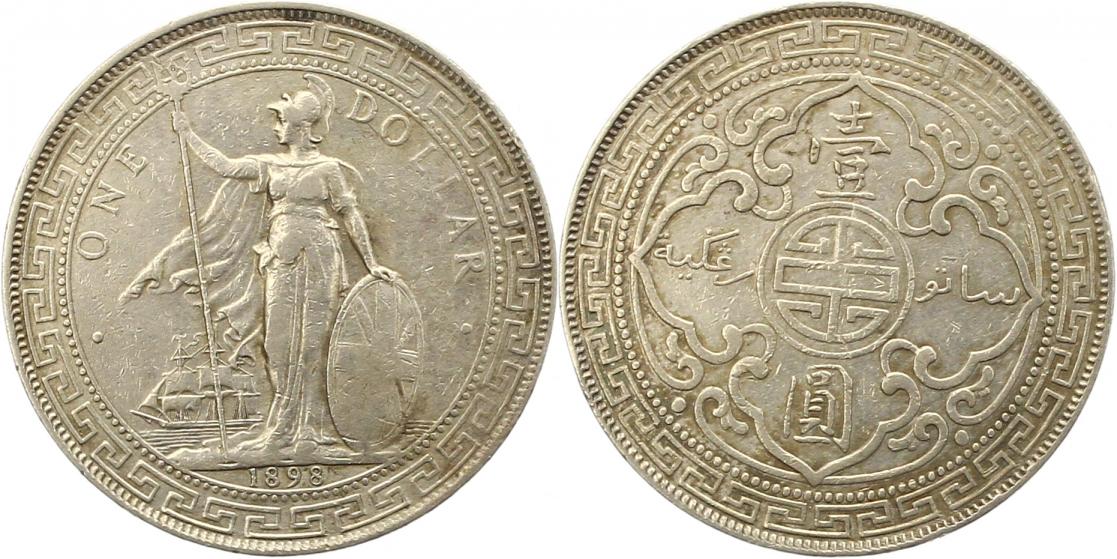  7812 Großbritannien Trade Dollar 1898 24,26 Gramm Silber fein  sehr schön   