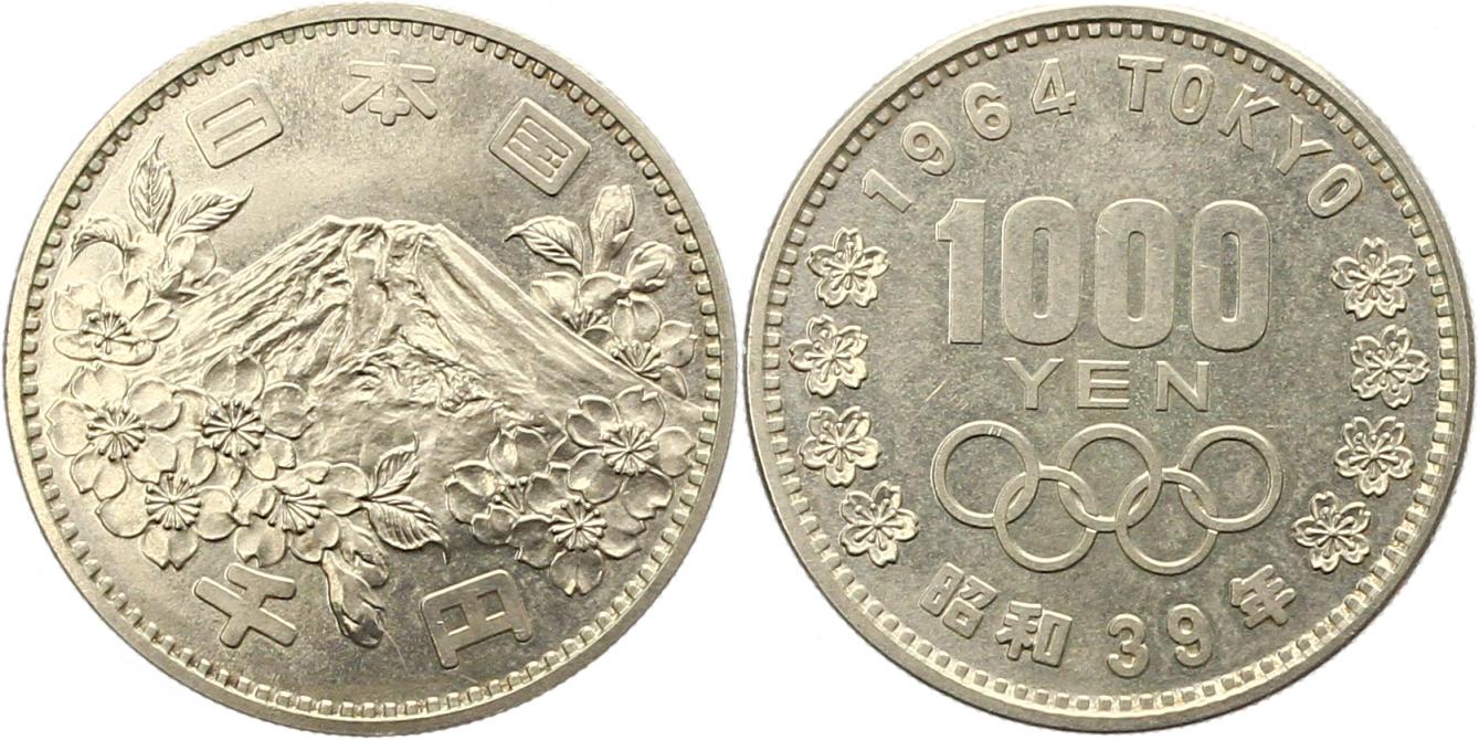  7816 Japan 1000 Yen 1964 18,50 Gramm Silber fein  vorzüglich aus polierter Platte   