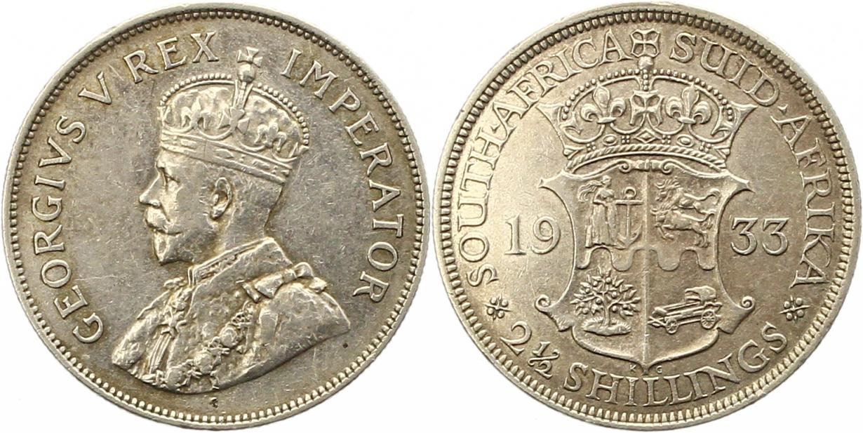  7821 Süd Afrika  2 1/2 Schilling 1933  11,31 Gramm Silber fein sehr schön - vorzüglich   