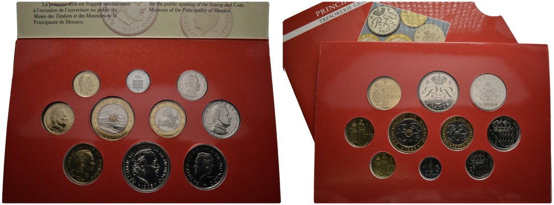 PEUS 8019 Monaco In Originalverpackung KMS Francs (10 Münzen) 1995 Brilliant Uncirculated (eingeschweißt)