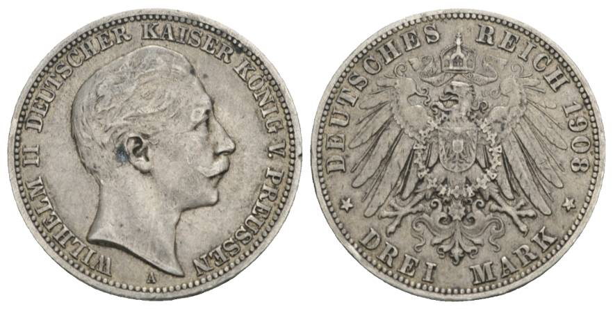 Preußen, 3 Mark 1908 A   