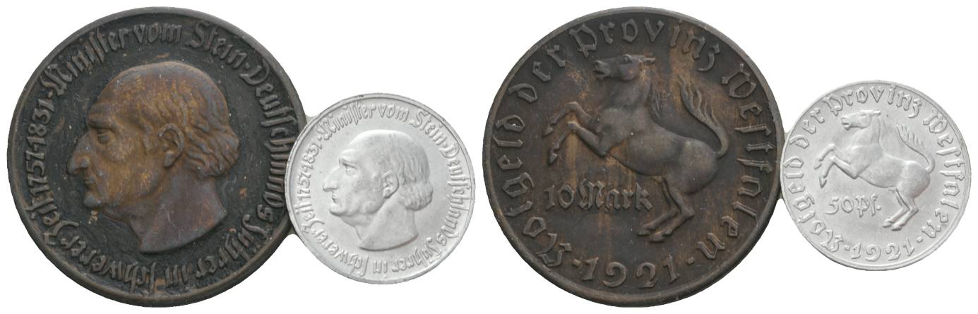  Westfalen Staatliches Notgeld, 10 Mark 1921/50 Pfennig 1921   