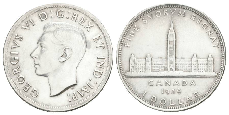  Canada, Dollar 1939, AG; 23,30 g   