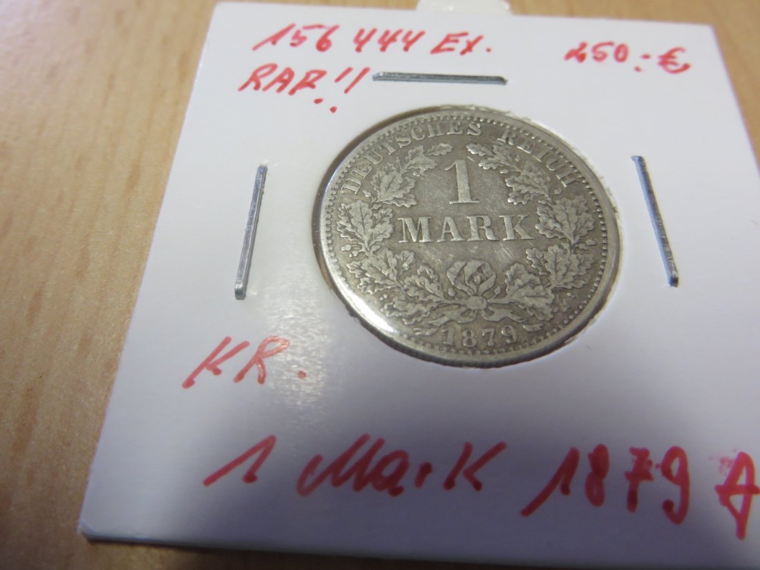1 Mark kleiner Adler J.9 1879 A ss, seltener Jahrgang
