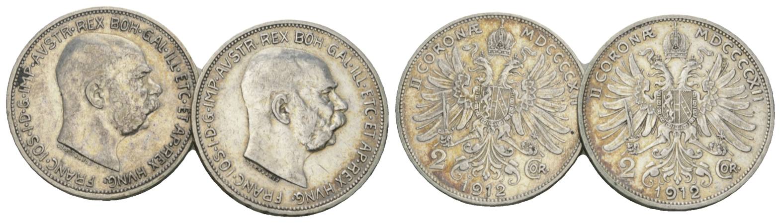  Österreich, 2 Kleinmünzen (2 Kronen 1912)   