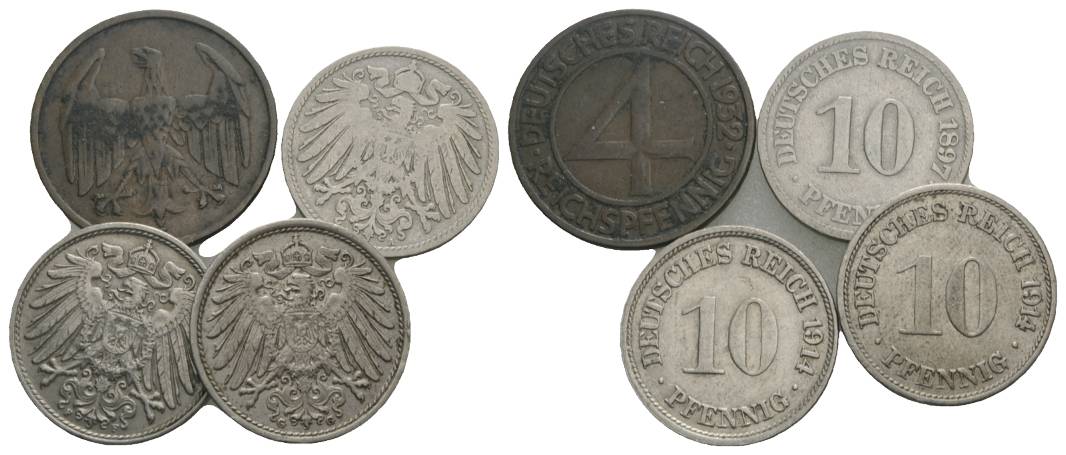  Deutsches Reich, 4 Kleinmünzen   