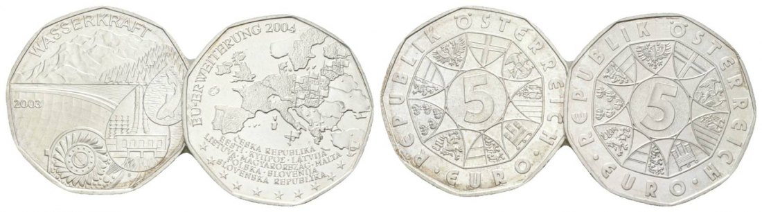  Österreich, 2 Gedenkmünzen, 5 Euro 2003/2004   