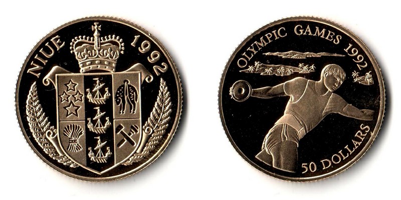 Niue MM-Frankfurt Feingewicht: 4,53g Gold 50 Dollar 1992 pp
