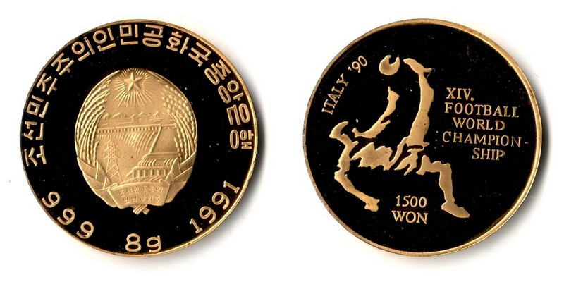 Korea-Nord MM-Frankfurt Feingewicht: 8g Gold 1500 WON 1991 PP