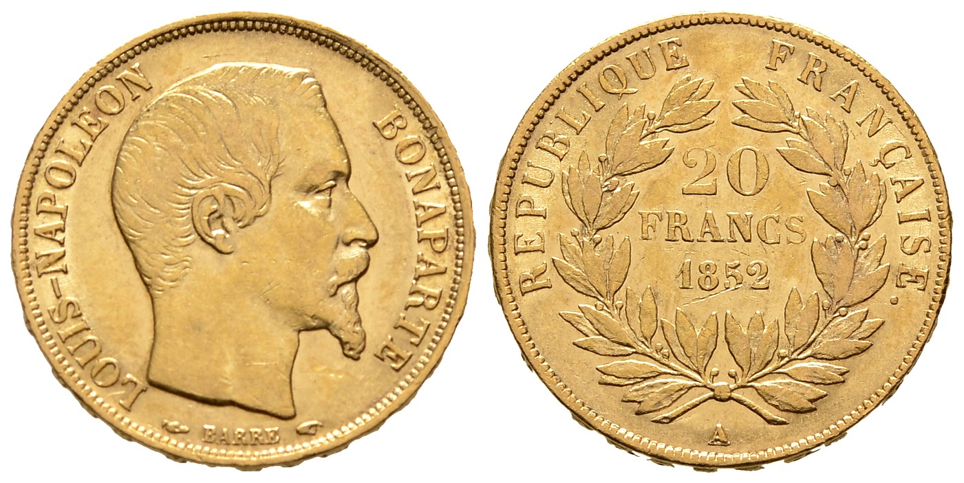 PEUS 8054 Frankreich 5,81 g Feingold. Louis Napoleon (1848 - 1852) 20 Francs GOLD 1852 A Sehr schön + / Sehr schön