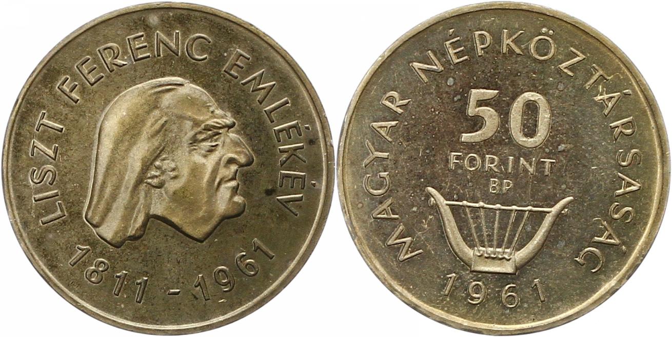  7835 Ungarn  50 Forint 1961 F. Liszt  15 Gr. Silber fein  vorzüglich, zaponiert   