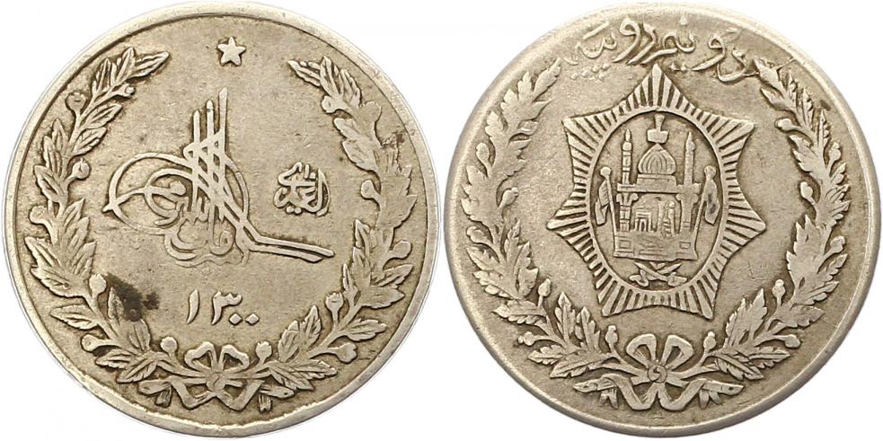  7851 Afghanistan 2 1/2 Rupien SH 1300  1921 20,63 Gr. Silber  sehr schön   