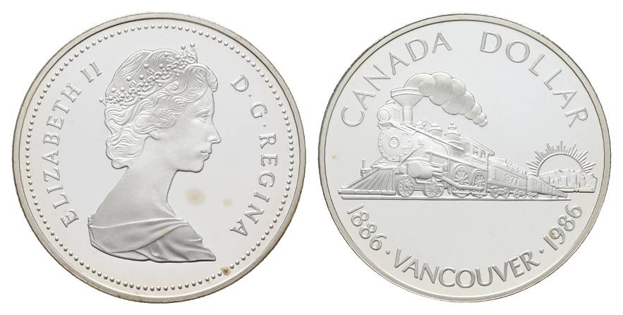  Canada, Dollar 1986; PP, AG, in Kapsel   