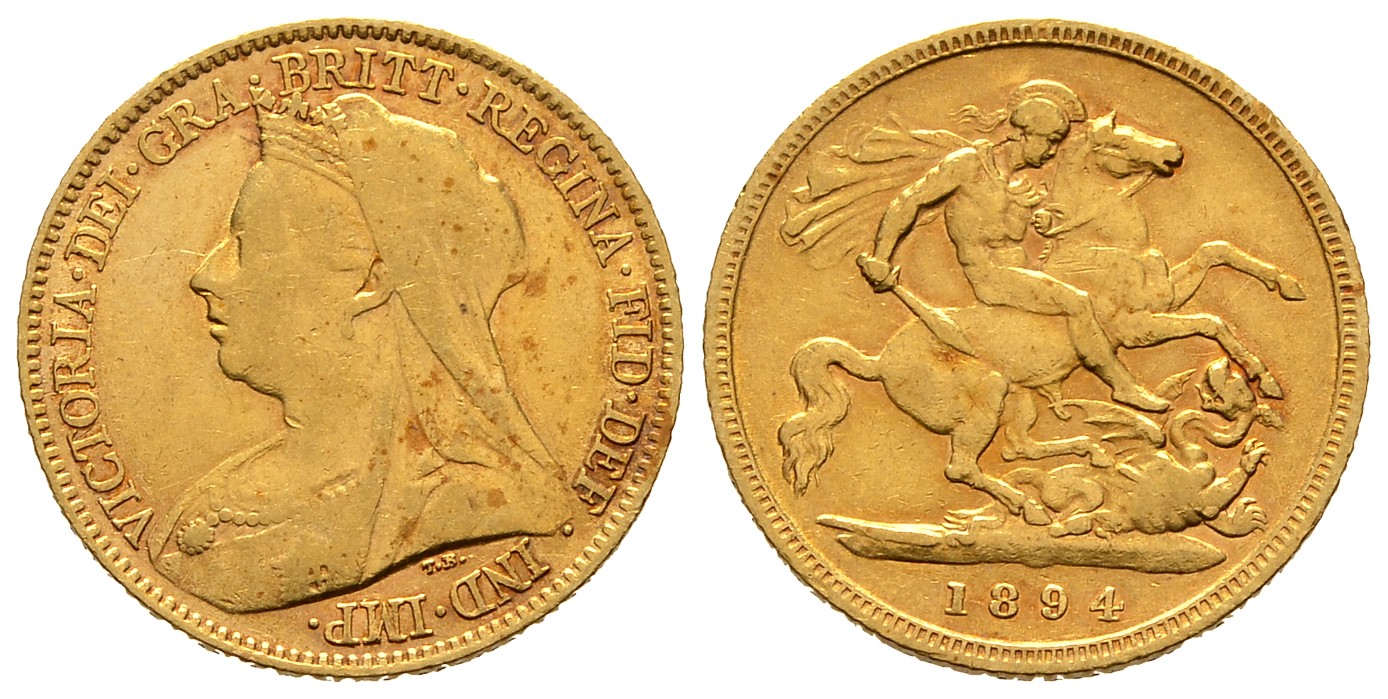 PEUS 8066 Großbritannien 3,66 g Feingold. Witwenschleier Victoria (1837 - 1901) 1/2 Sovereign GOLD 1894 Fast Sehr schön