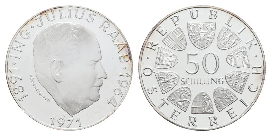  Österreich 50 Schilling 1971 - Julius Raab PP, AG   