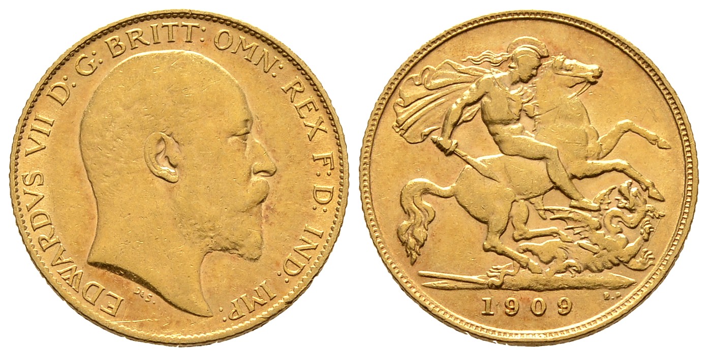PEUS 8068 Grossbritannien 3,66 g Feingold. Eduard VII. (1901 - 1910) 1/2 Sovereign GOLD 1909 Sehr schön