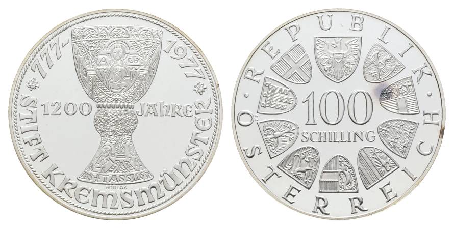  Österreich 100 Schilling 1977 - 1200 Jahre Kremsmünster PP, AG   