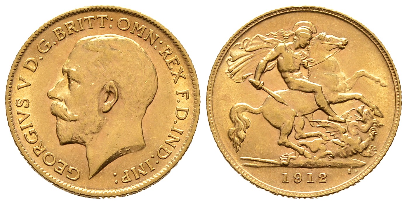 PEUS 8072 Grossbritannien 3,66 g Feingold. George V. (1910 - 1936) 1/2 Sovereign GOLD 1912 Vorzüglich