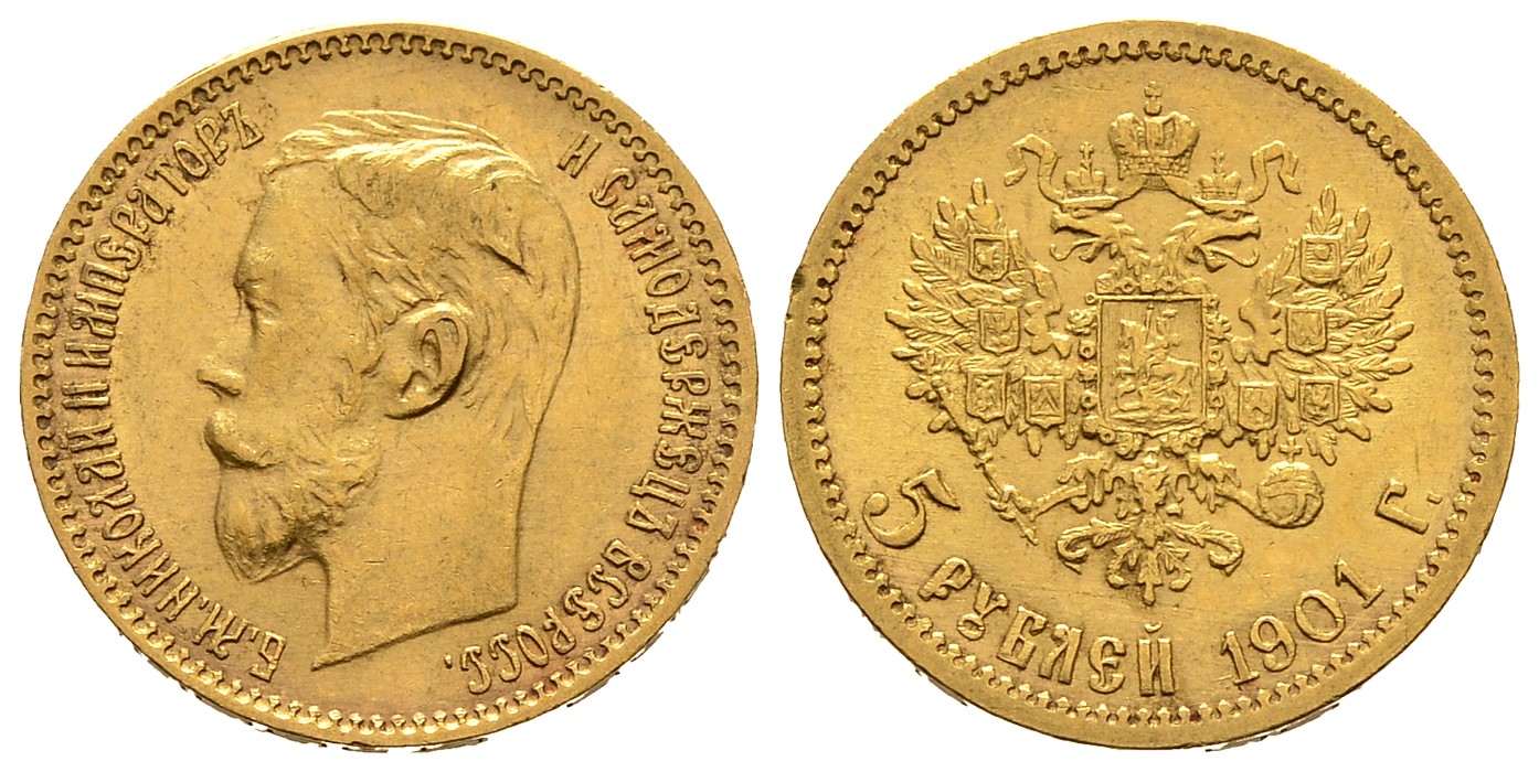 PEUS 8074 Russland 3,87 g Feingold. Zar Nikolaus II. (1894 - 1917) 5 Rubel GOLD 1901 ФЗ Sehr schön