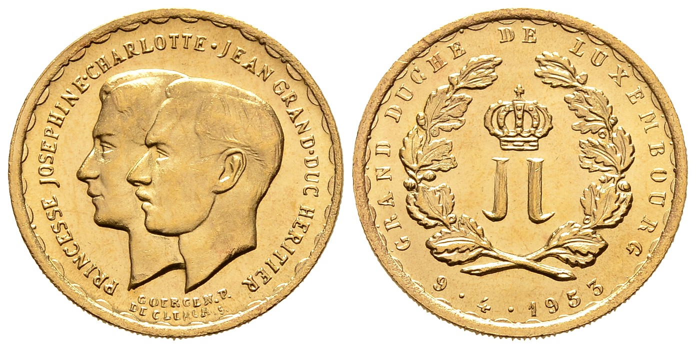 PEUS 8077 Luxemburg 5,81 g Feingold 20 Francs GOLD 1953 Vorzüglich +