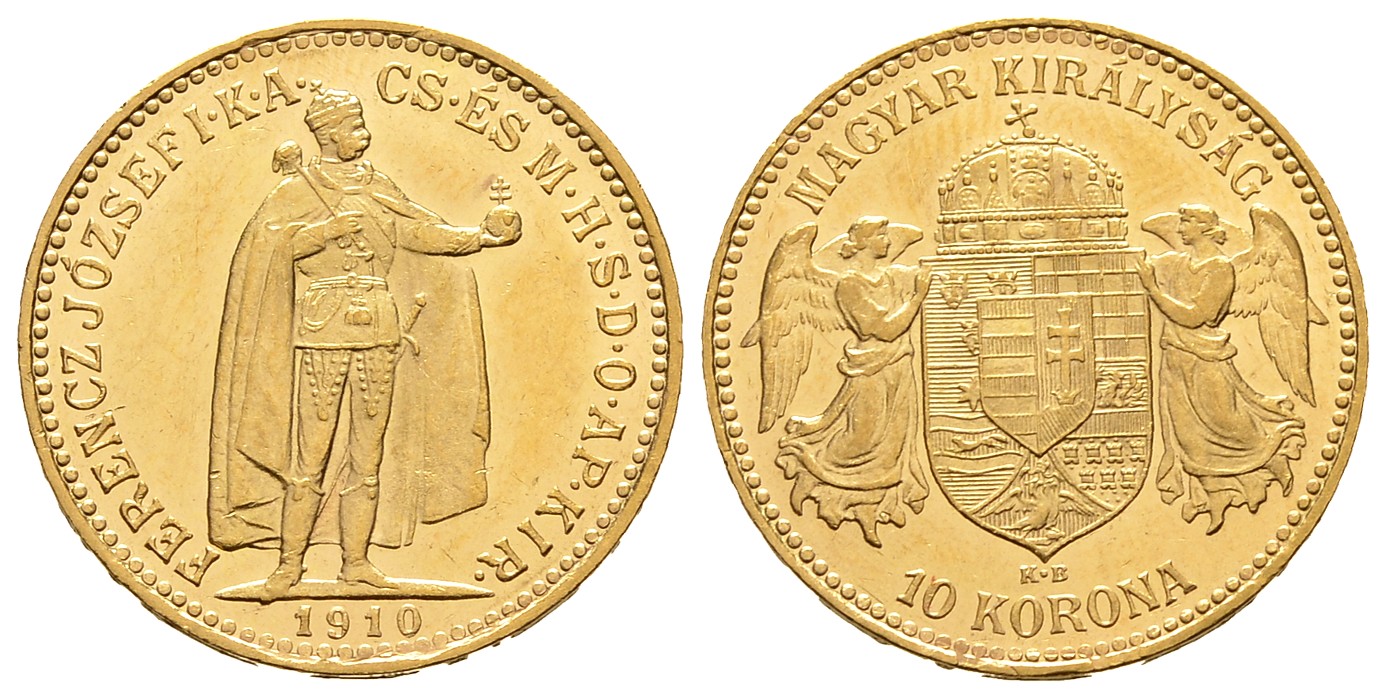 PEUS 7106 Ungarn 3,05 g Feingold. Franz Joseph I. (1848 - 1916) 10 Kronen GOLD 1910 KB Kl. Kratzer, fast Vorzüglich