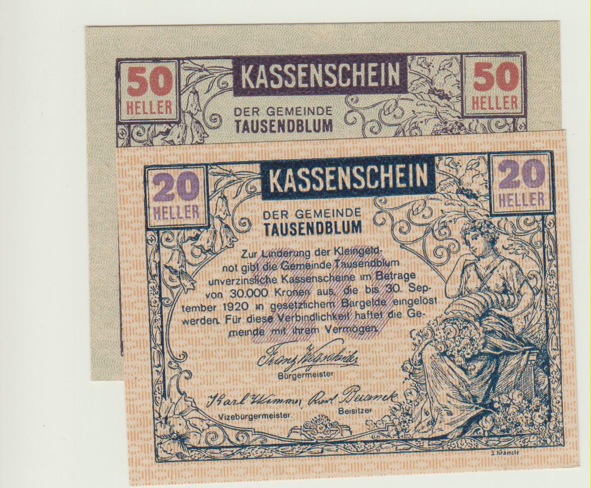  Österreich Notgeld Tausendblum 20,50 Heller kfr.   