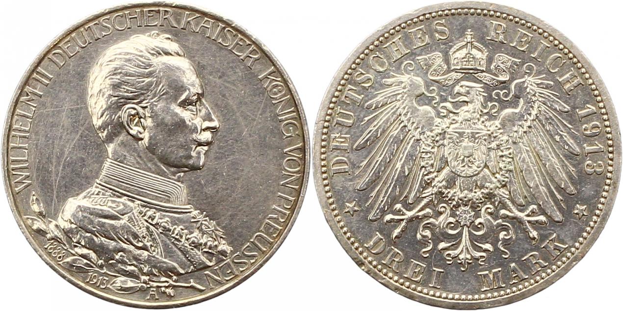  7860 Preussen 3 Mark 1913 Regierungsjubiläum   