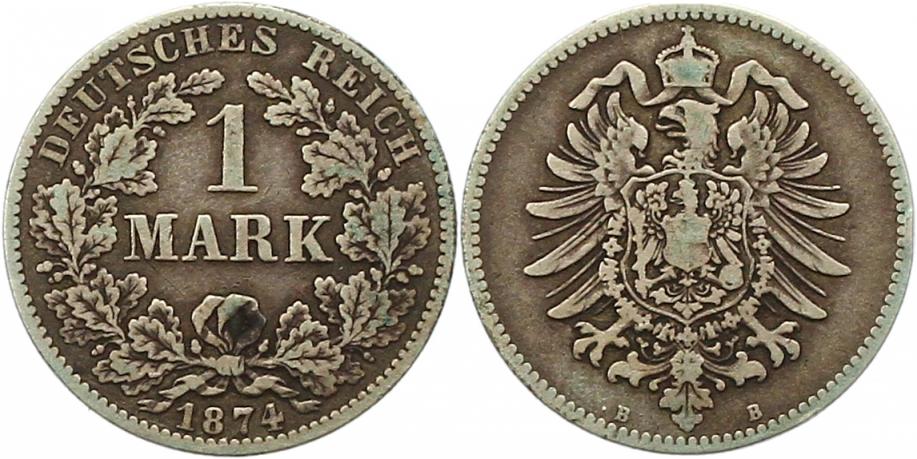  7864 Kaiserreich  1 Mark 1874 B   