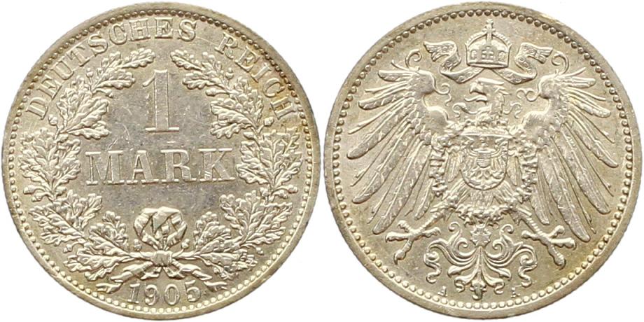  7869 Kaiserreich  1 Mark 1905 A   