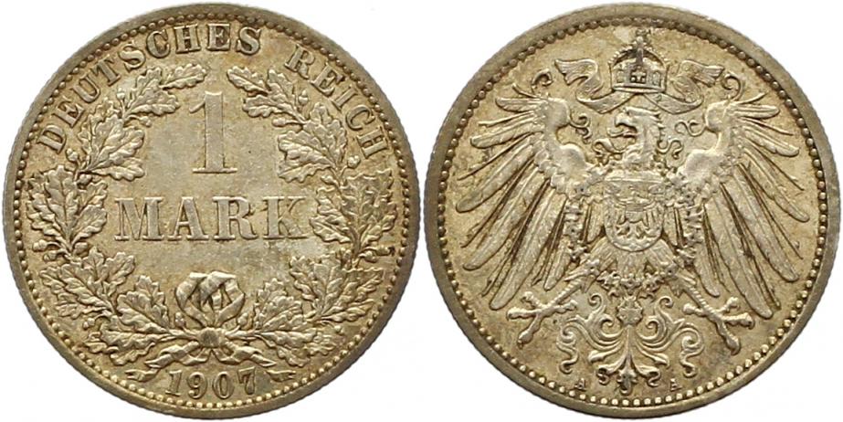  7871 Kaiserreich  1 Mark 1907 A   