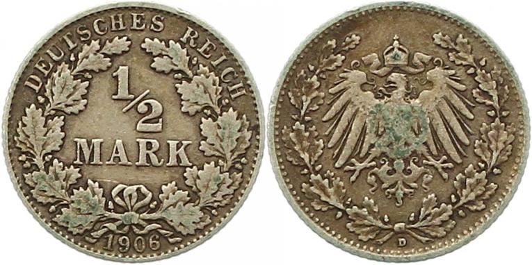  7882 Kaiserreich  1/2 Mark 1906 D   